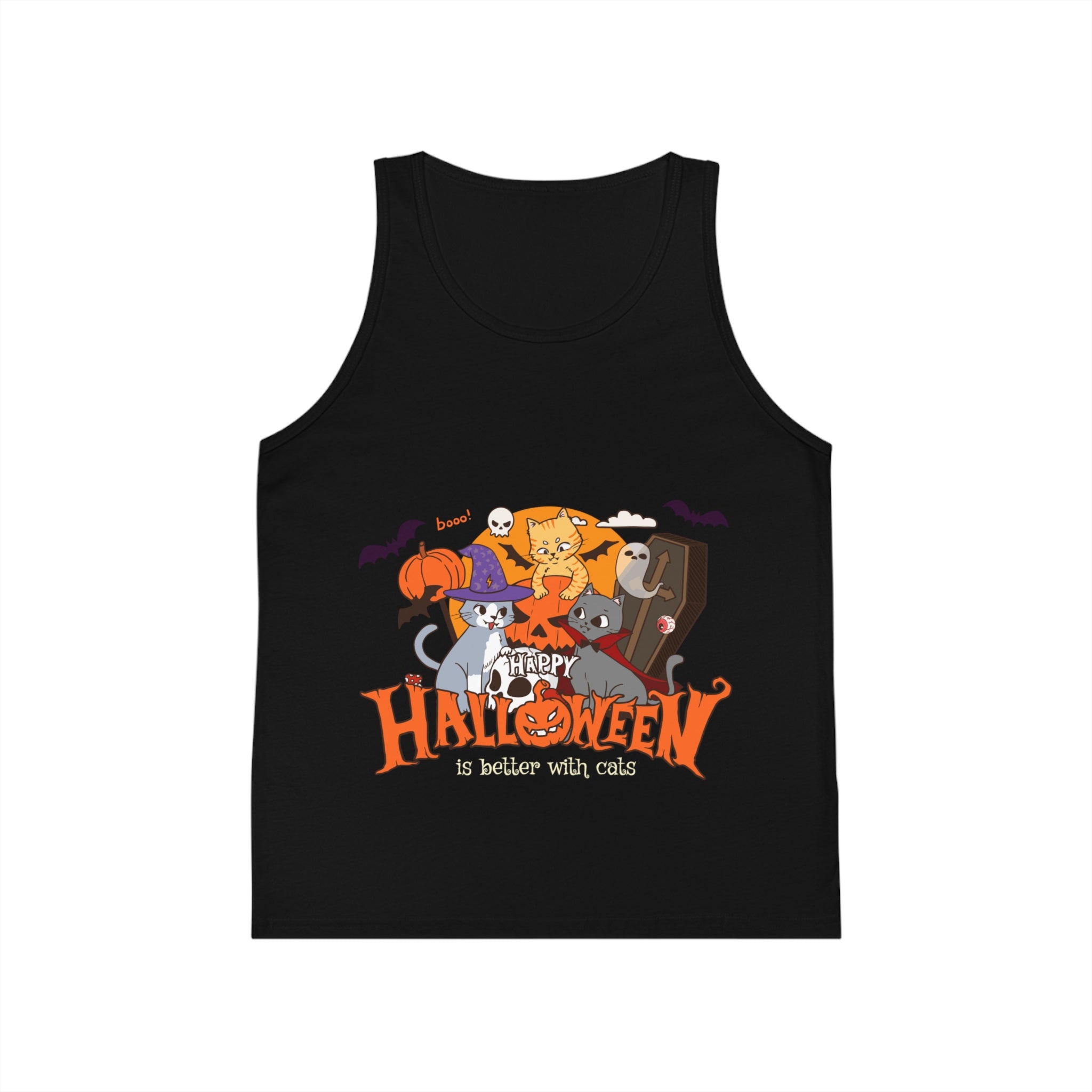 Happy Halloween with Witch Cats | Kid's Jersey Tank Top